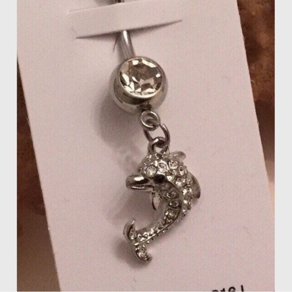 Surgical steel dolphin belly ring NWT